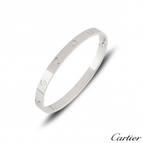Cartier White Gold Plain Love Bracelet Size 17 B6035417 Cartier White Gold Plain Love Bracelet Size 17 B6035417